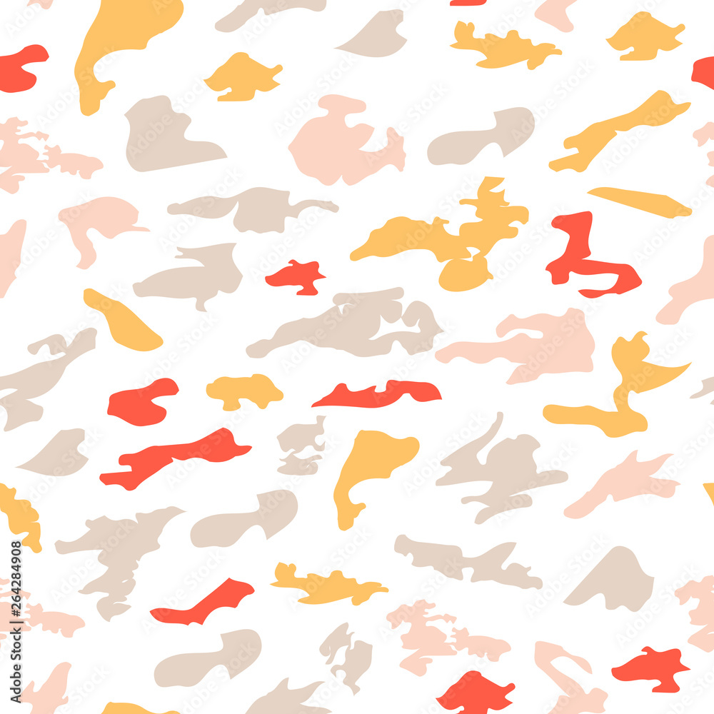 Vector seamless pattern with small abstract organic shapes . Modern background in light pastel colors