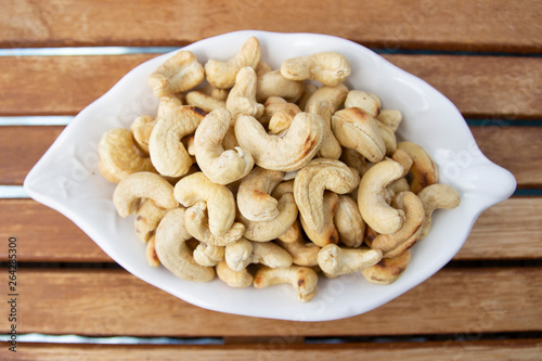 Roasted cashew nuts in bowl