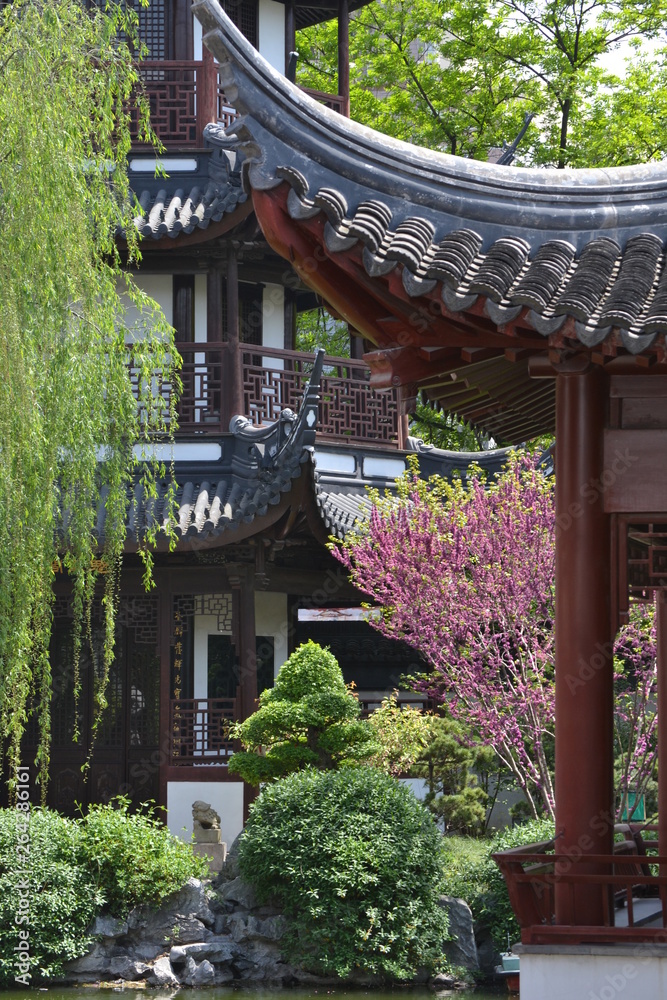 Authentic Japanese landscape. Beautiful old pagodas surrounded by green vegetation. Authentic Japanese landscape. Beautiful old pagodas surrounded by green vegetation.