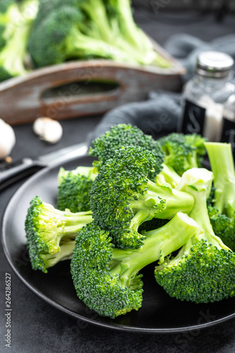 Fresh raw broccoli on board