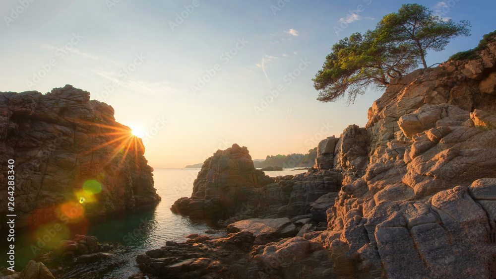 Costa Brava, Spain. Scenic seascape at sunrise