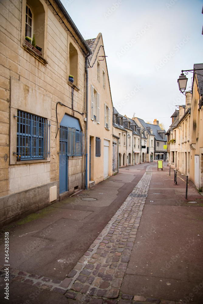 A picturesque street in the Medieval village of Bayeux France