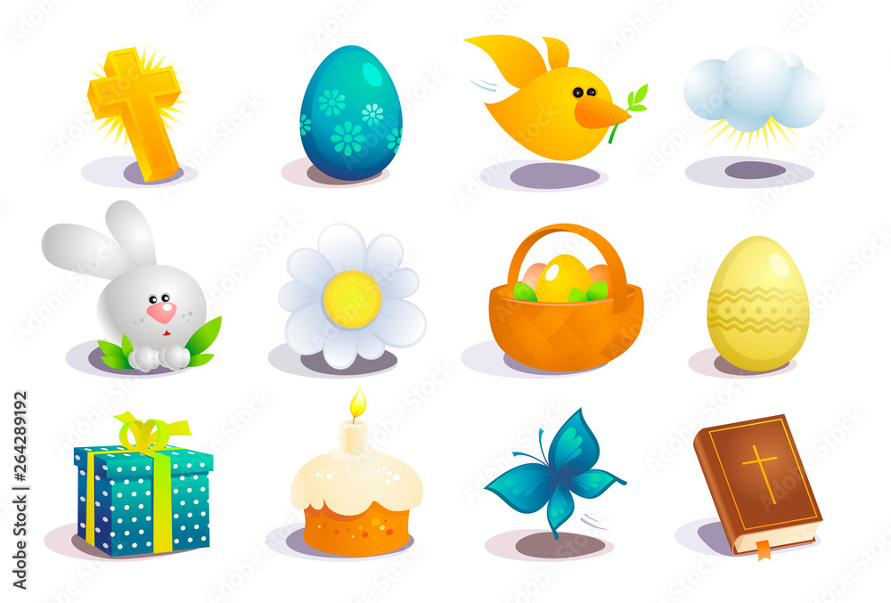 Easter traditional symbols vector collection