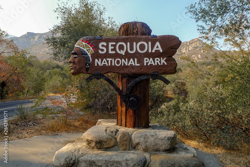 Sequoia National Park Sign and Entrance