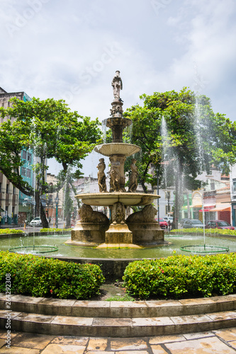 Recife, Brazil - Circa April 2019: Water fountain at Maciel Pinheiro square in Boa Vista neighborhood
