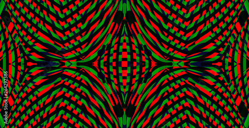 Color seamless pattern with hypnotic trance texture. Multicolored glitched background. Op art unique bright kaleidoscope. Psychedelic trippy art.