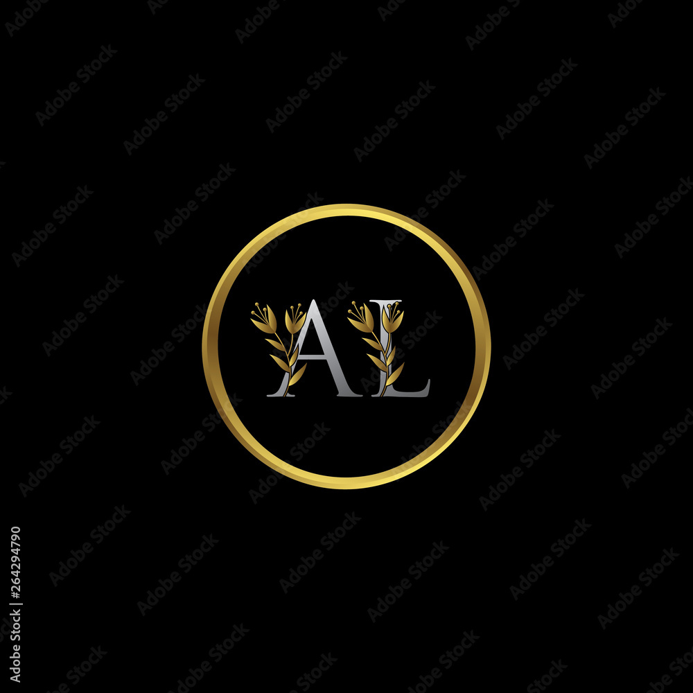 Circle Gold AL Letter Logo Circle Gold AL Letter Logo