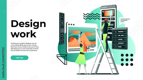 Designer work flat art vector modern artist photoshop design line icon