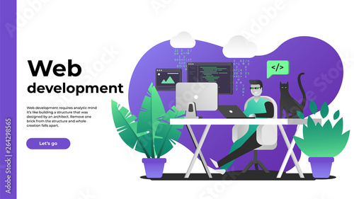 developer work flat art modern design artist cloud technology html css java ruby python coding hacker