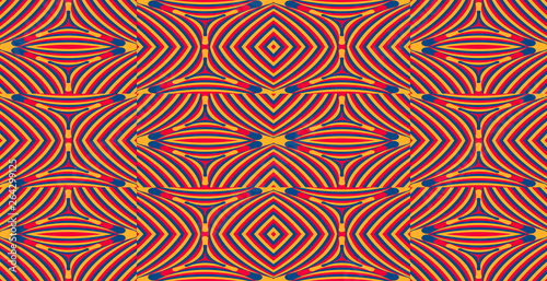 Color seamless pattern with hypnotic trance texture. Abstract multicolored striped background. Op art unique bright abstraction. Psychedelic trippy art.