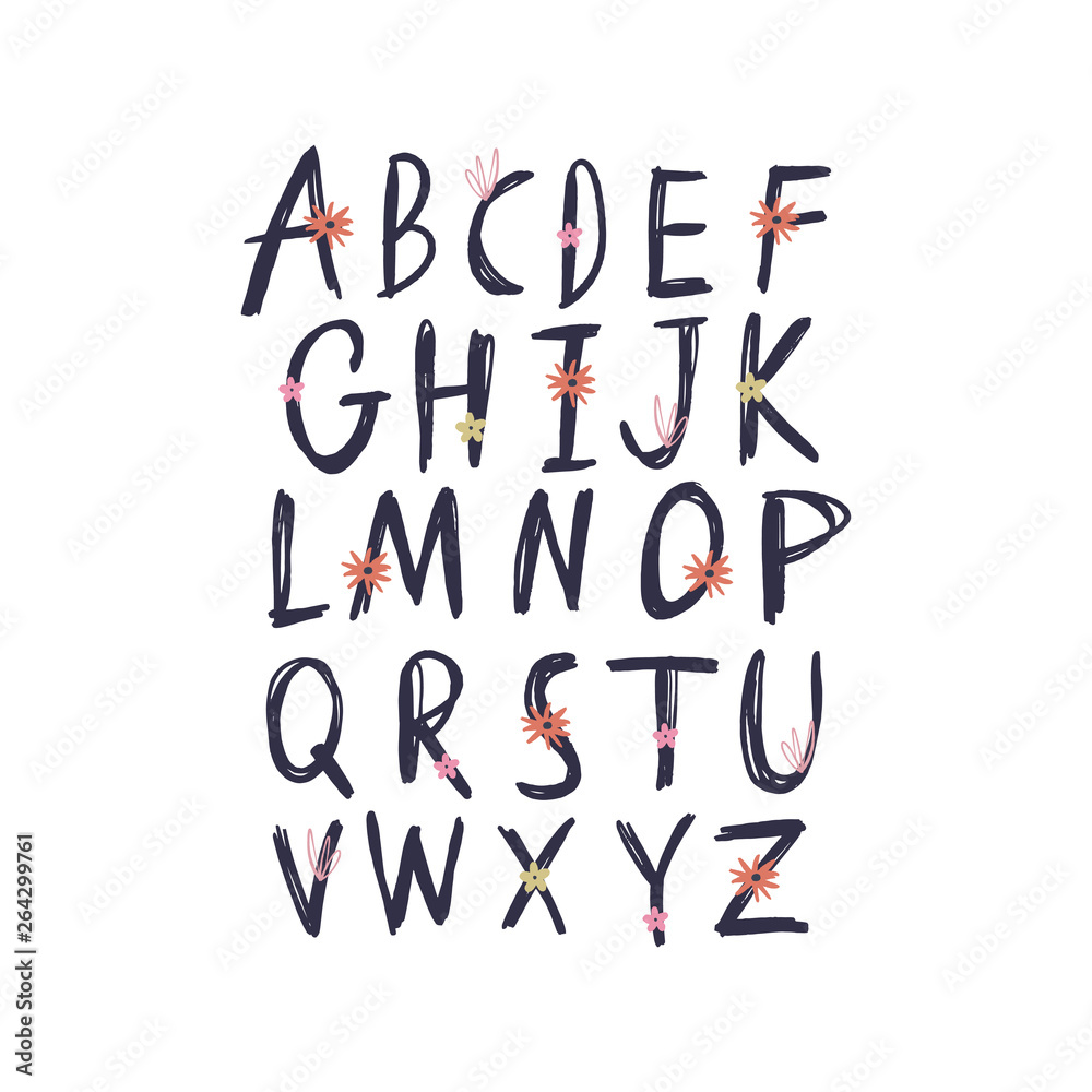 Hand drawn floral alphabet letters, vector clip art. Good for wedding labels and other Hand drawn floral alphabet letters, vector clip art. Good for wedding labels and other