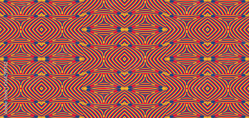Color seamless pattern with hypnotic trance texture. Abstract multicolored striped background. Op art unique bright abstraction. Psychedelic trippy art.