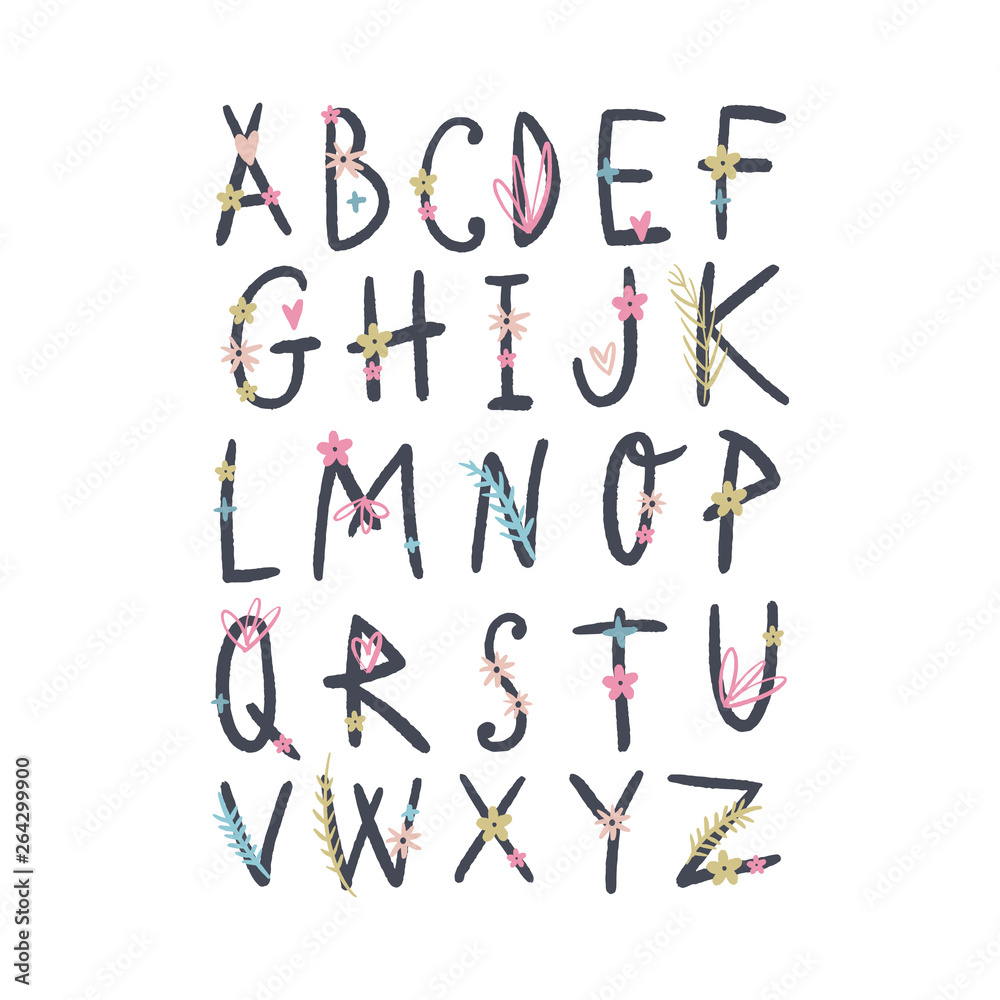 Hand drawn floral alphabet letters, vector clip art. Good for wedding labels and other Hand drawn floral alphabet letters, vector clip art. Good for wedding labels and other