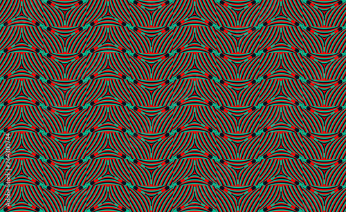 Color seamless pattern with hypnotic trance texture. Abstract multicolored striped background. Op art unique bright abstraction. Psychedelic trippy art.