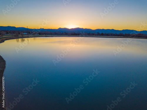 Drone Spring Sunset Over Denver  Colorado
