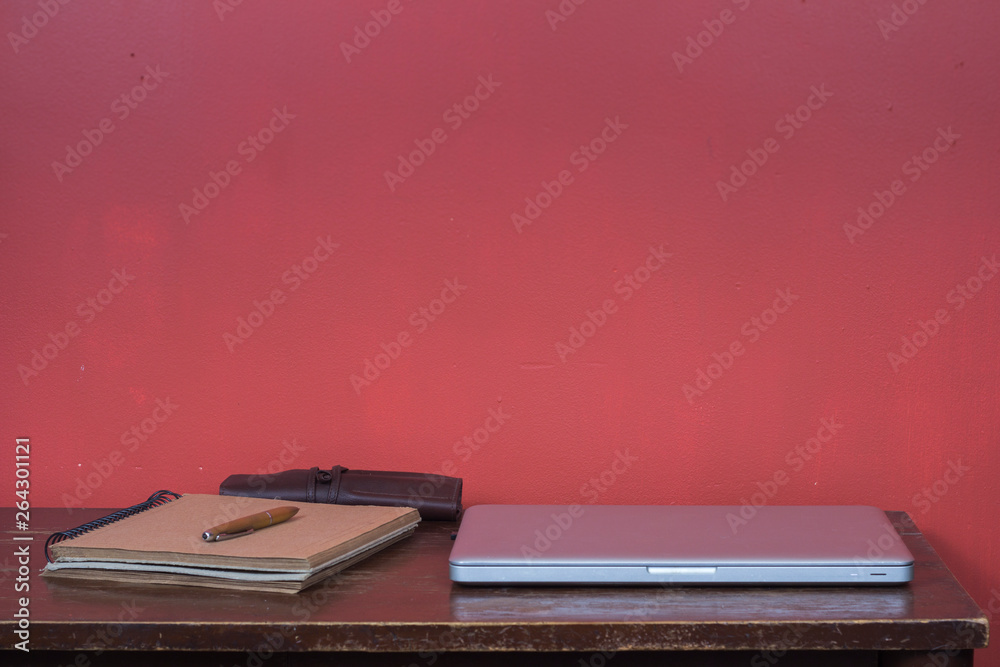 table with books and other elements table with books and other elements