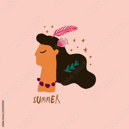 Vector illustration of a colorful Brazil Carnival girl
