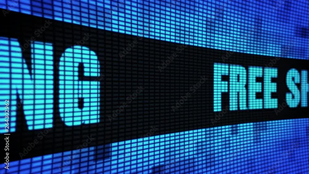 Free shipping Side Text scrolling on Light Blue Digital LED Display Board Pixel Light Screen Looped Animation 4K background. Sign Board , Blinking Light, Pixel Monitor, LED Wall Pannel Free shipping Side Text scrolling on Light Blue Digital LED Display Board Pixel Light Screen Looped Animation 4K background. Sign Board , Blinking Light, Pixel Monitor, LED Wall Pannel