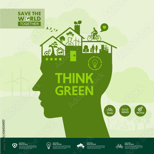 Save the world together green ecology vector illustration.