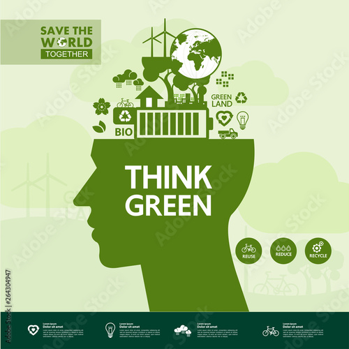 Save the world together green ecology vector illustration.