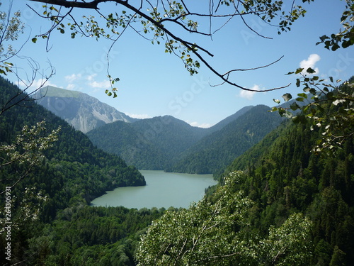 Lake Ritz among green hills photo