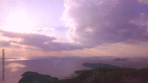Scenery of Seto Inland Sea in the evening of the season of spring photo