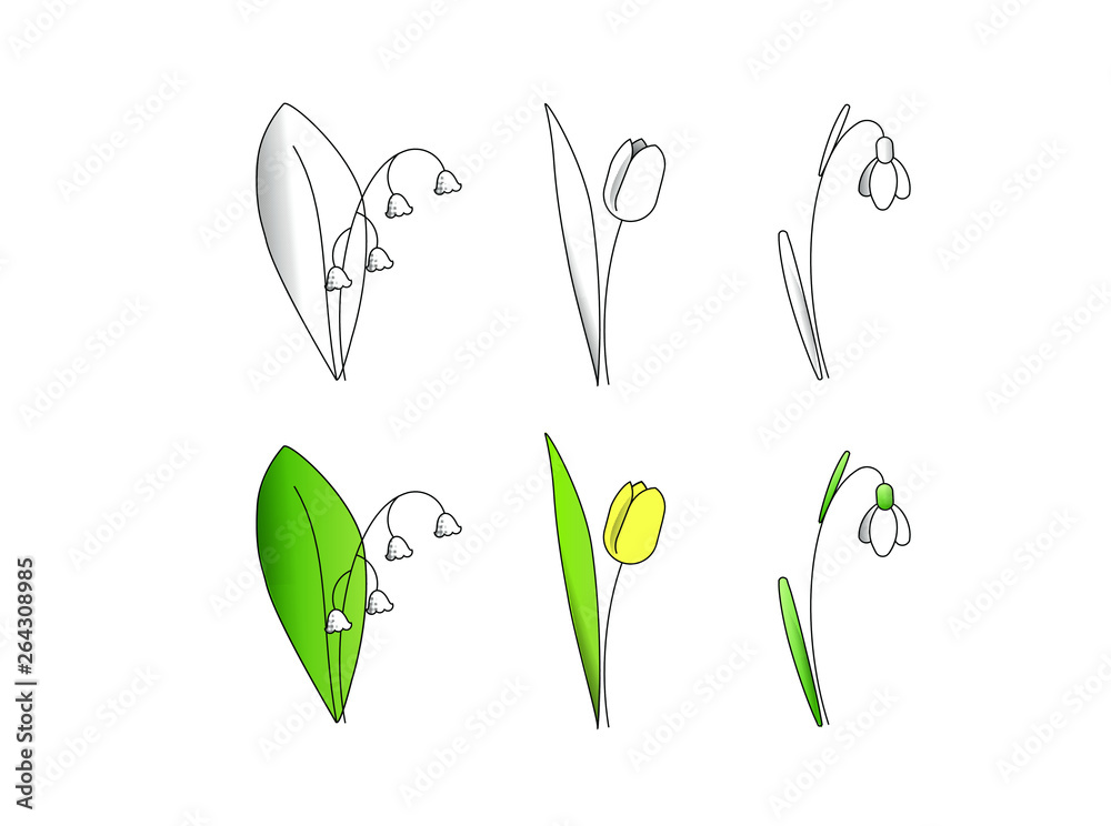 Flowers outline modern design line Flowers outline modern design line
