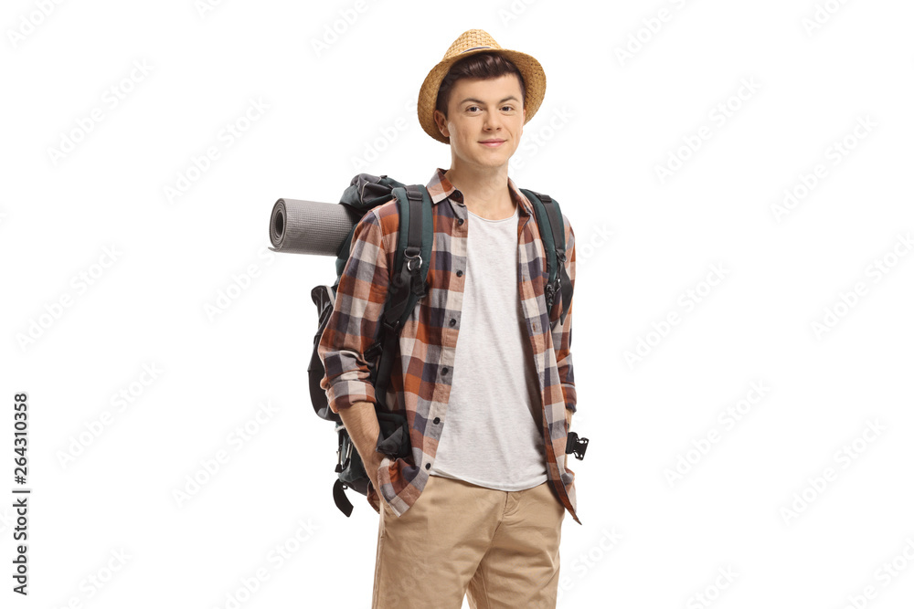 Male teenage tourist looking at the camera Male teenage tourist looking at the camera