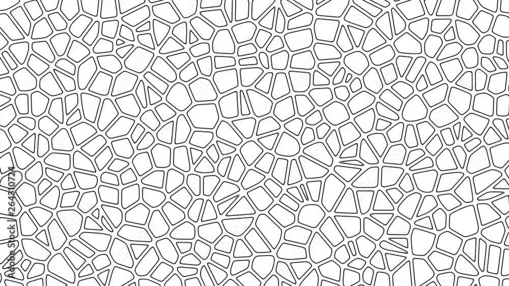 Abstract animated background of voronoi cellular pattern. Seamless loop footage
