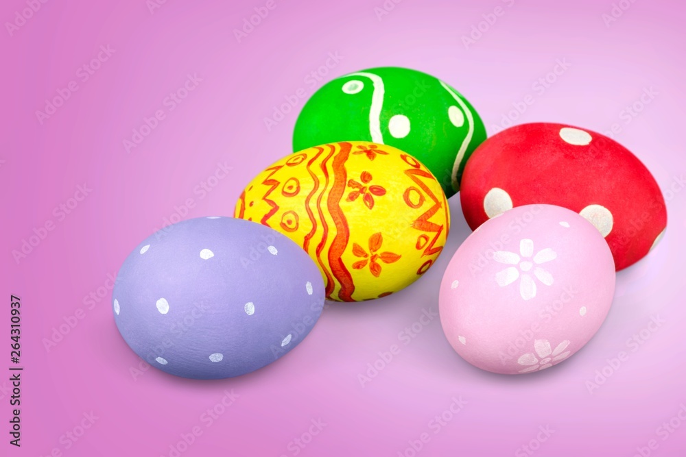 Colorful easter eggs on background