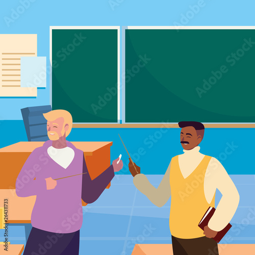 teachers couple in the classroom characters