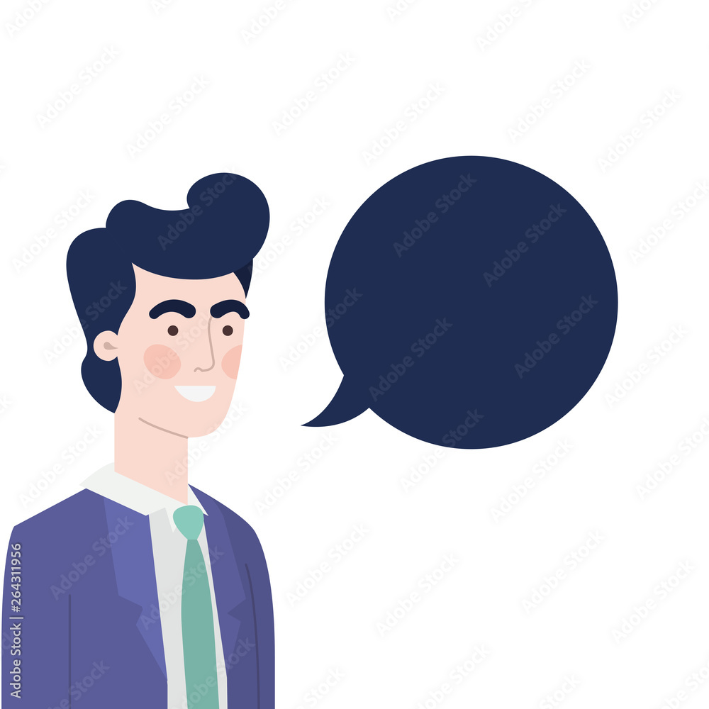 man with speech bubble avatar character