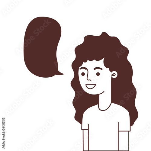 woman with speech bubble avatar character