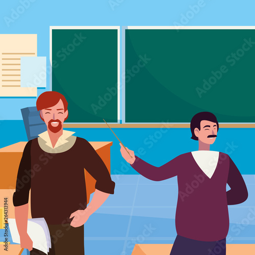 teachers couple in the classroom characters