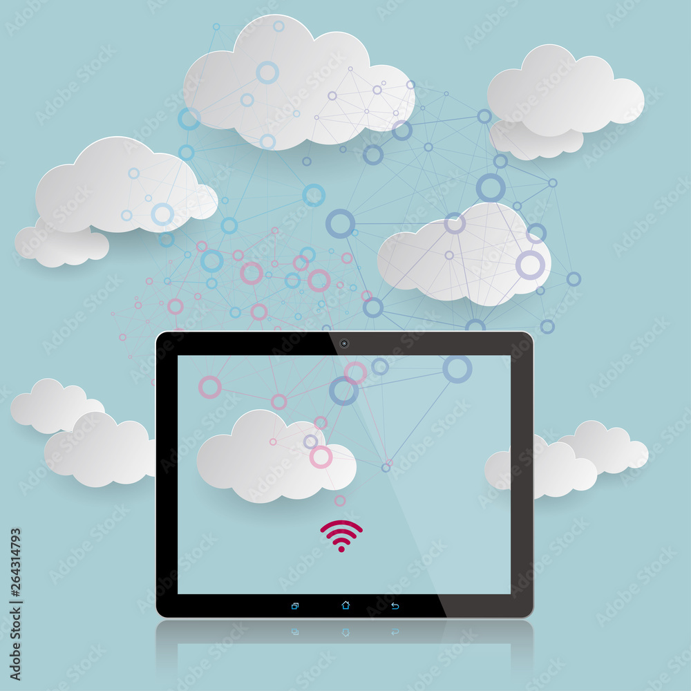 Cloud computing concept design, isolated on blue background. Cloud computing concept design, isolated on blue background.