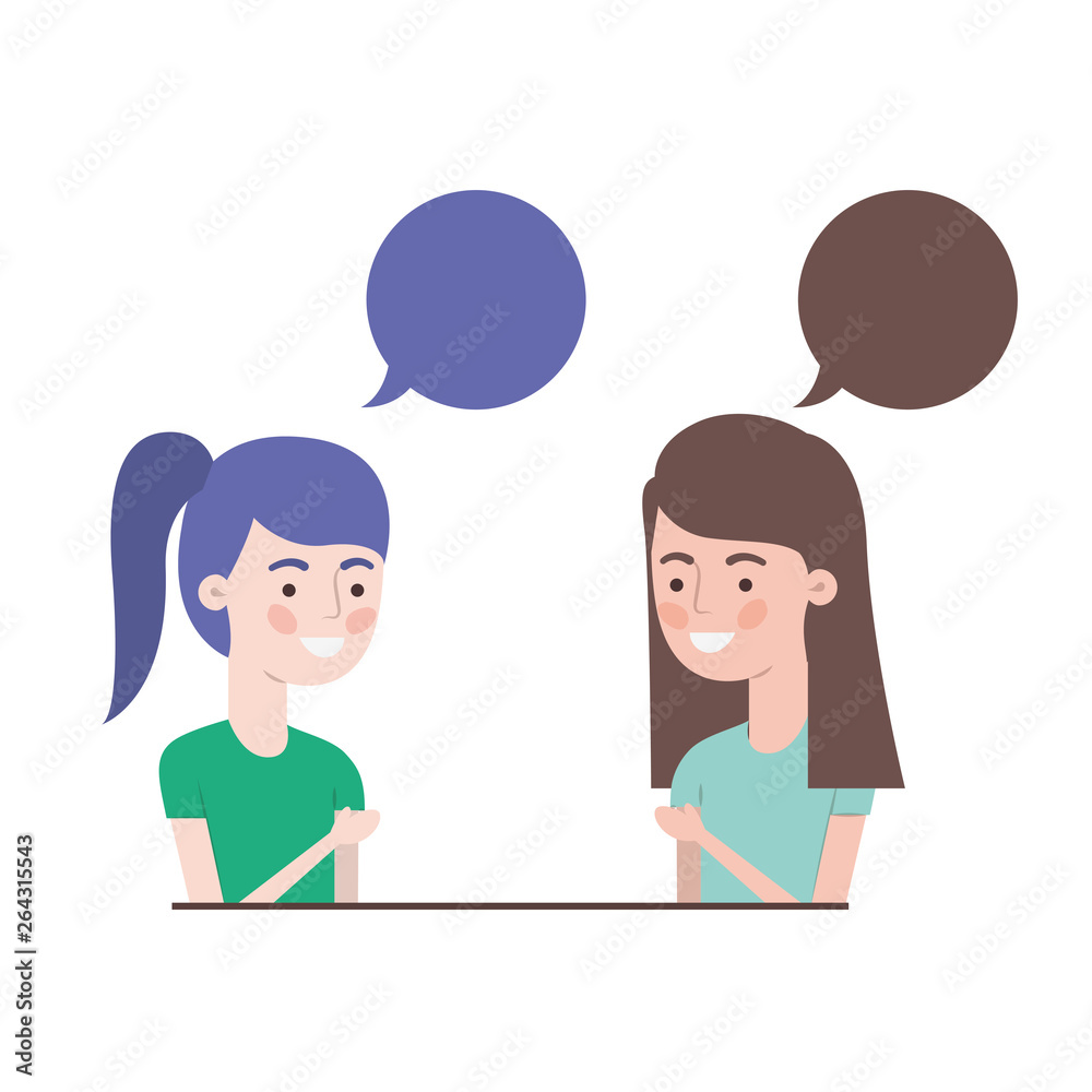 women with speech bubble avatar character