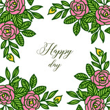 Vector illustration abstract rose flower frame with banner happy day