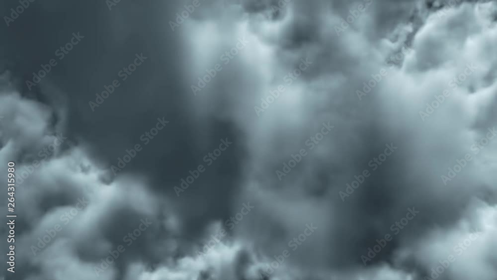 UHD 3D graded animation of the realistic dark stormy cloudy sky