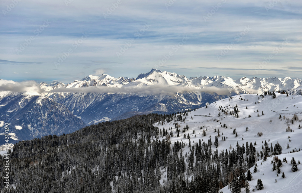 Racines-Jaufen ski center, Trentino, Italy, winter Dolomiten Alps