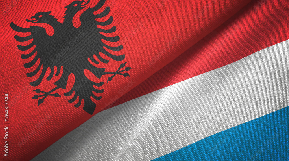 Albania and Luxembourg two flags textile cloth, fabric texture Albania and Luxembourg two flags textile cloth, fabric texture
