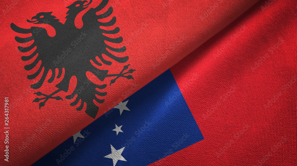Albania and Samoa two flags textile cloth, fabric texture Albania and Samoa two flags textile cloth, fabric texture