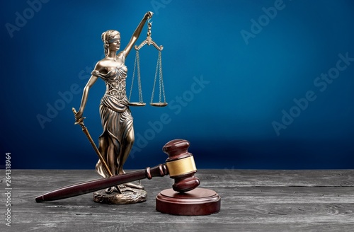 Justice Scales and books and wooden gavel . Justice concept