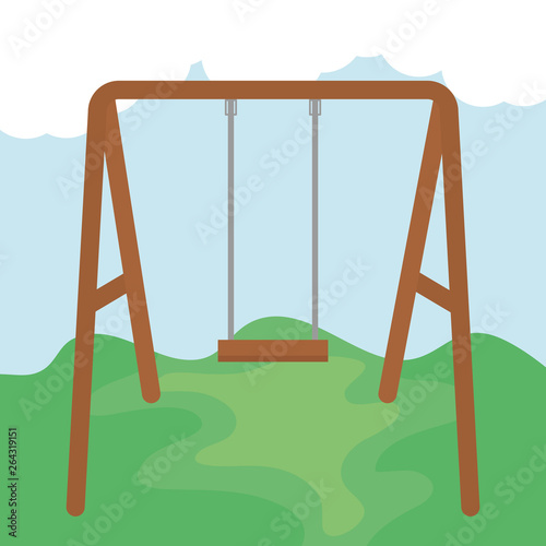 swing wooden in the park