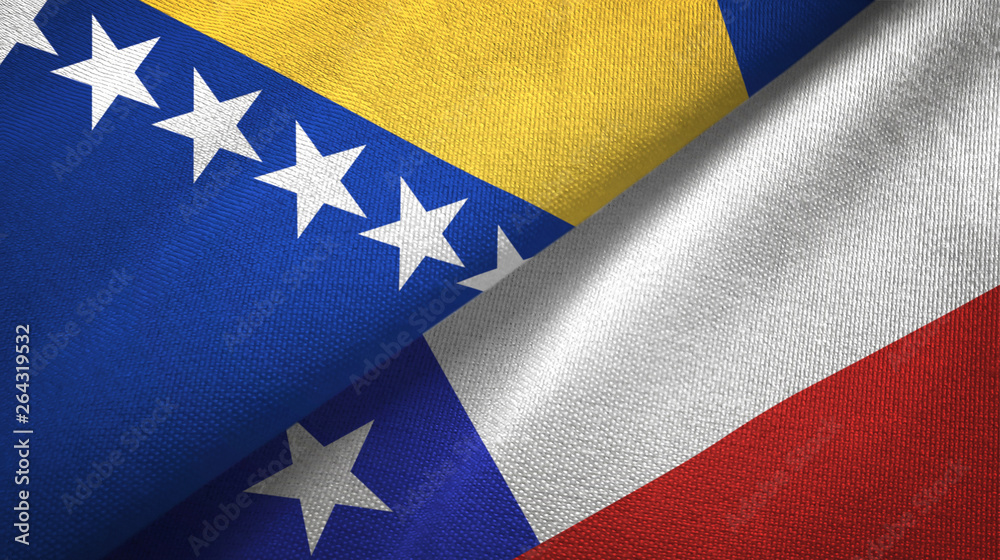 Bosnia and Herzegovina and Chile two flags textile cloth, fabric texture Bosnia and Herzegovina and Chile two flags textile cloth, fabric texture