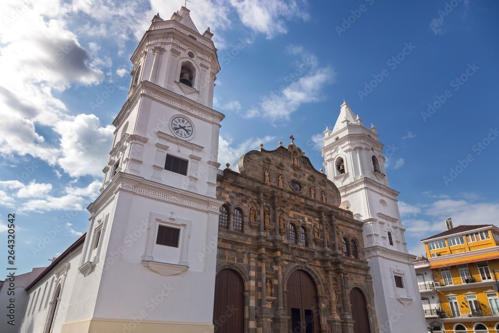 St. Mary’s Sacred Heart Cathedral Basilica Church Building Exterior in Casco Viejo Old Town Panama City