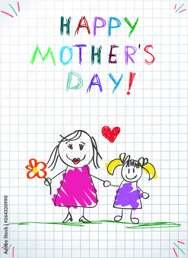 I Love You Mom Children Colorful Pencil Drawings I Love You Mom Children Colorful Pencil Drawings