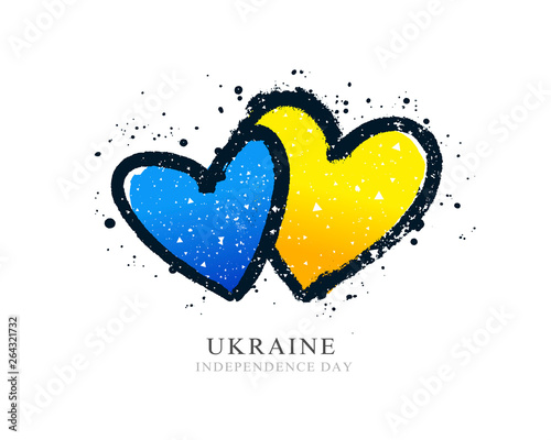 Ukrainian flag in the form of two hearts.