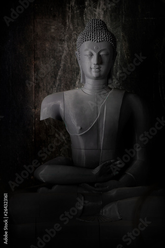 Buddha statue on grey  background