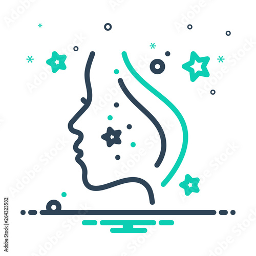 Mix line icon for derma face 