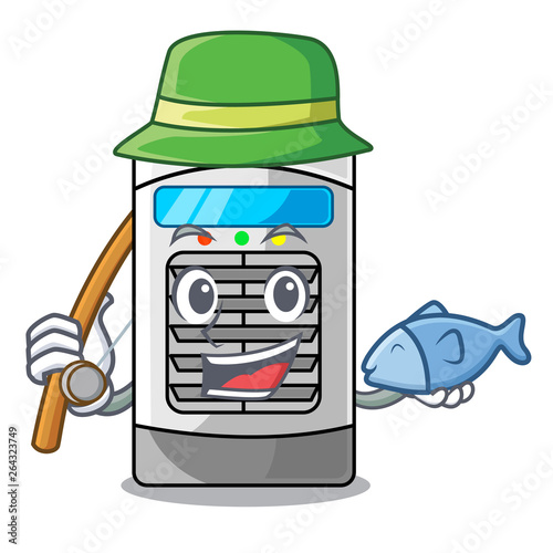 Fishing air cooler isolated with the cartoon
